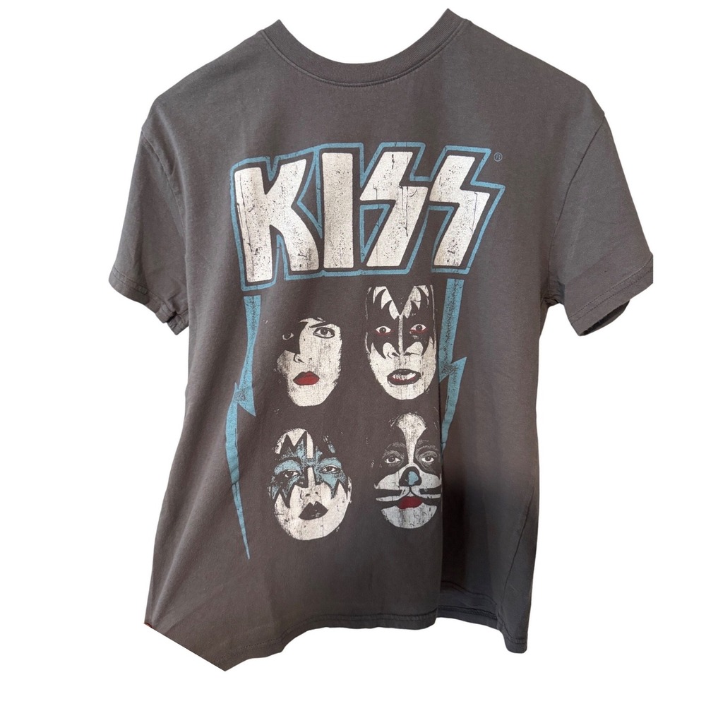KISS Band Graphic T-Shirt Mens Medium Charcoal Gray Rock Music Tee 2020 Licensed
